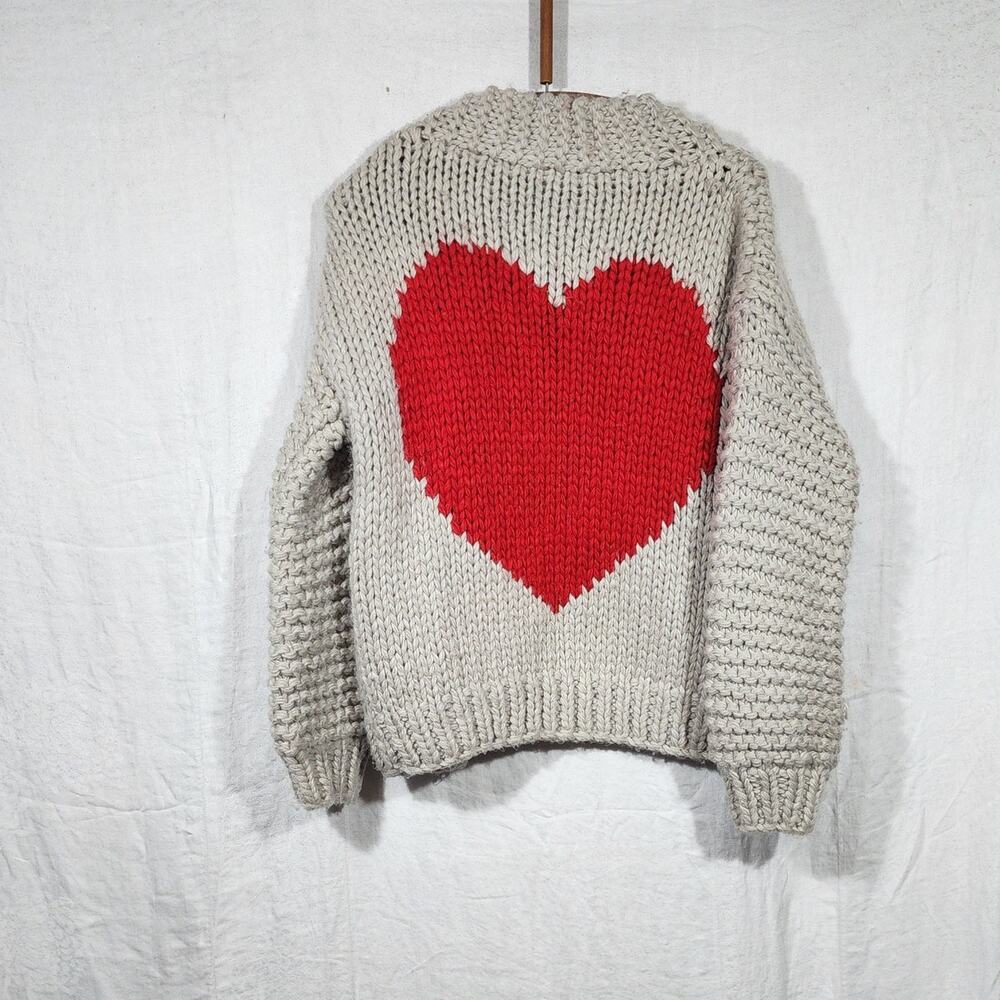 CHICWISH Heart Cardigan Chunky Knit Sweater HANDMADE Large